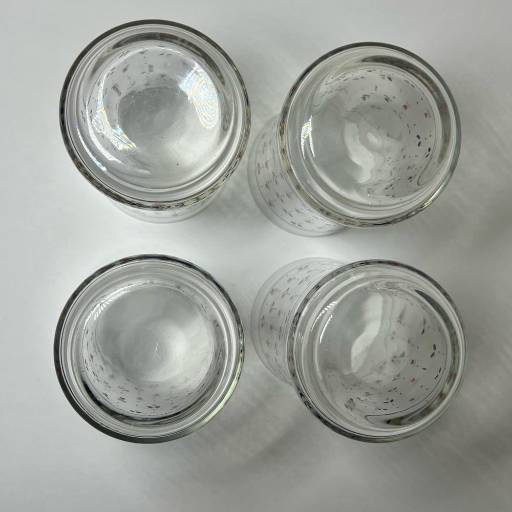 Lot of 4 VTG Sango Country Borders 12oz Glass Tumblers Mini Tulips Dots - Picture 9 of 10